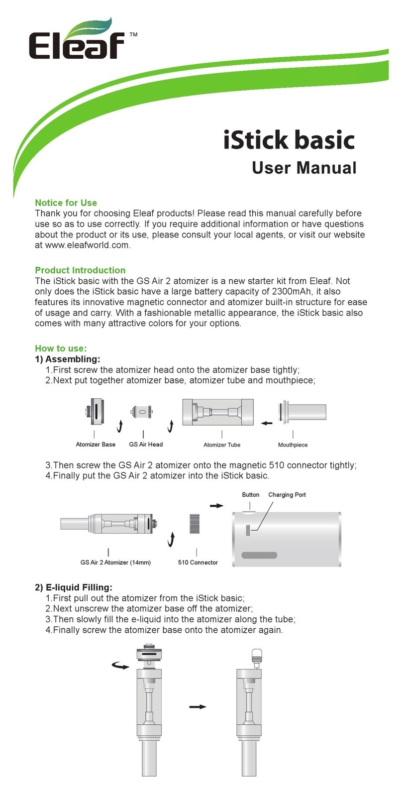 Eleaf iStick user manual