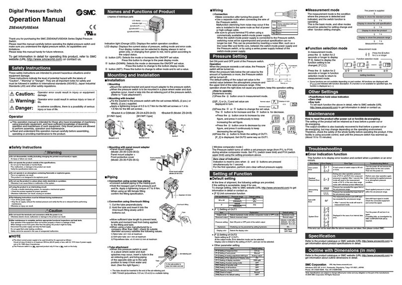 SMC Networks ZSE40A(F) User manual SMC Networks ZSE40A(F) User manual