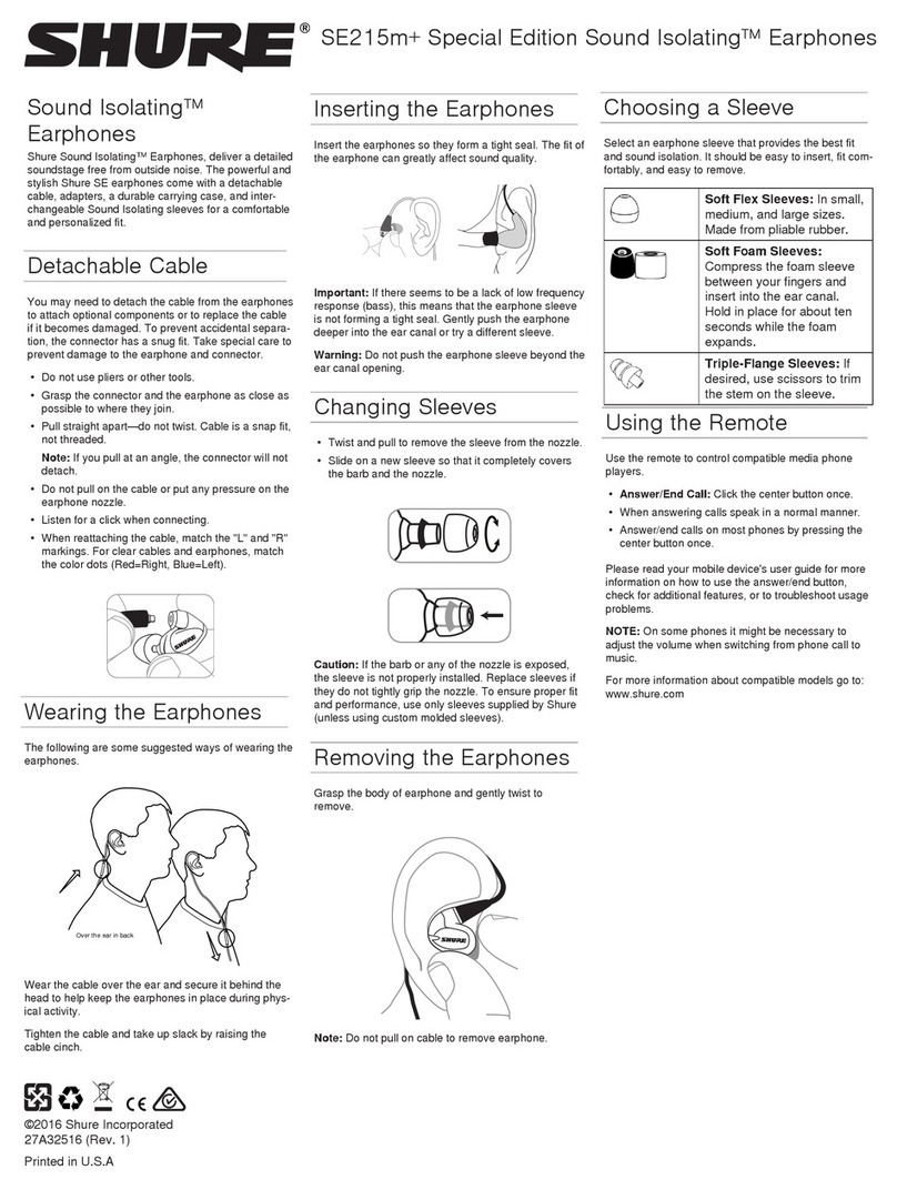 Shure SE215m+ Special Edition user guide