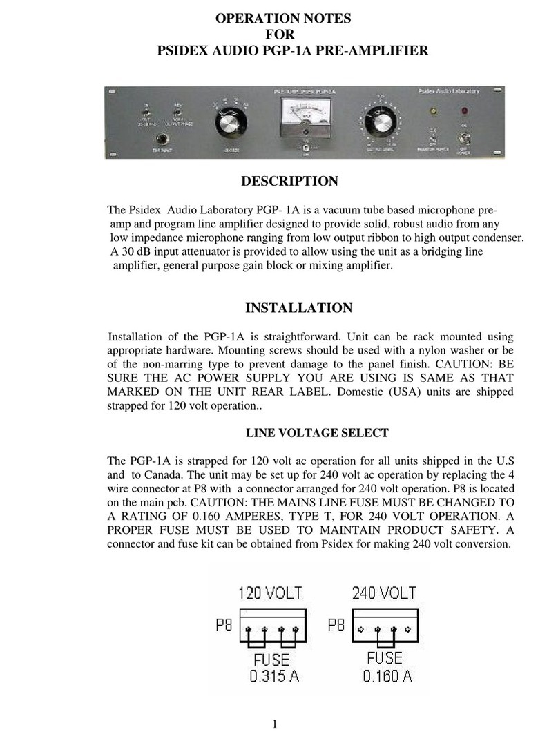 Psidex Audio Laboratory PGP-1A Operation Notes