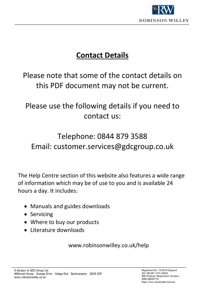 Robinson Willey Bantam Ecotherm Instructions for installation and servicing