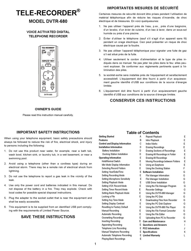 Daval Technologies TELE-RECORDER DVTR-680 owner's guide
