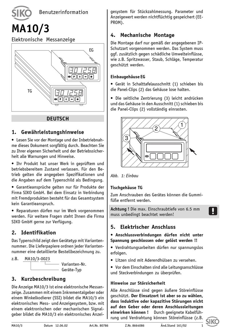 Siko MA10/3 Operation manual Siko MA10/3 Operation manual