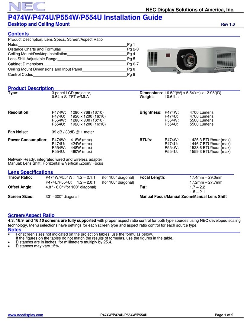 NEC P474W User manual