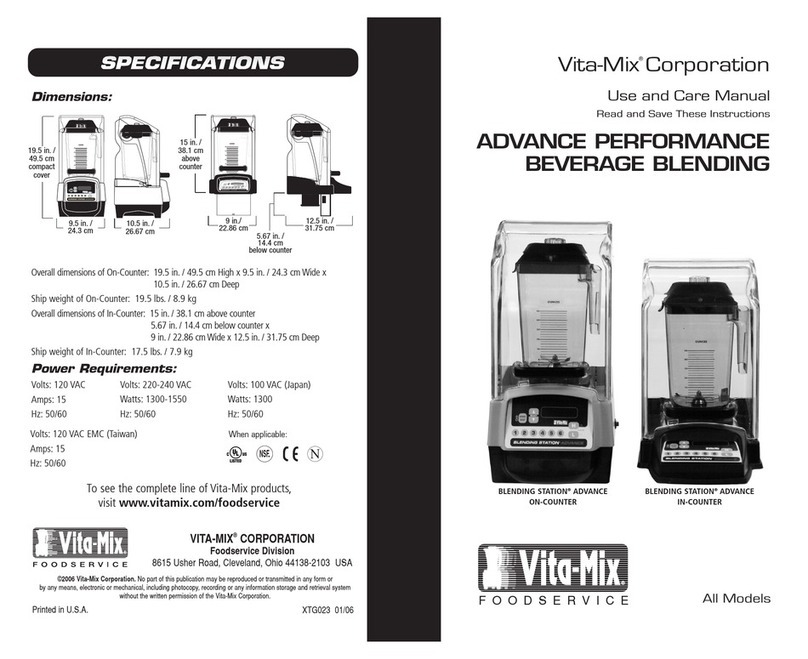 Vitamix On-Counter Blending Station Advance User manual