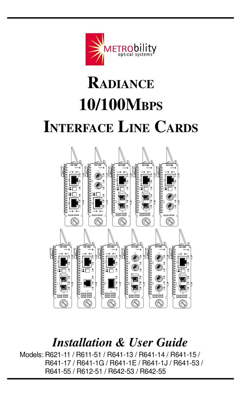 METRObility Optical Systems R621-11 Installation & user guide METRObility Optical Systems R621-11 Installation & user guide