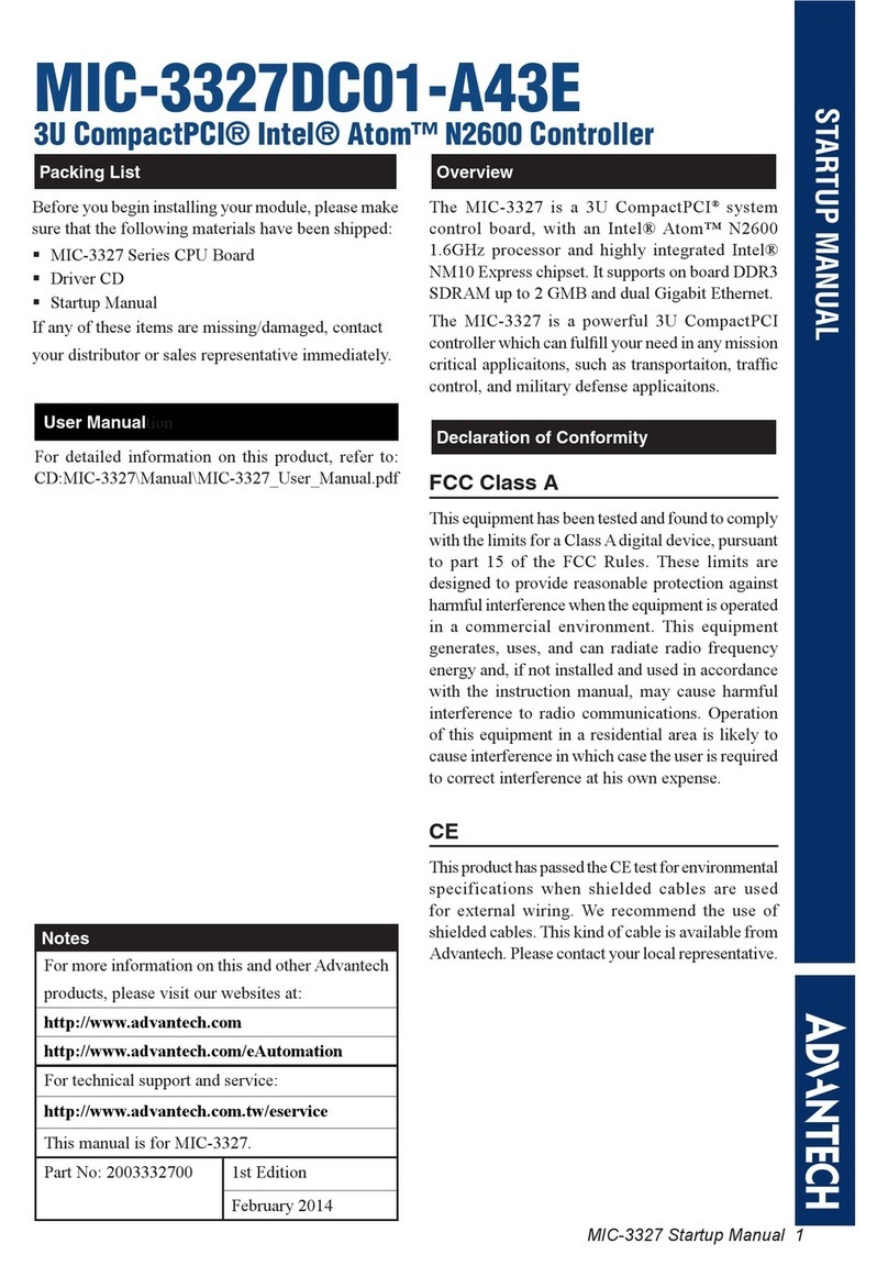 Advantech MIC-3327DC01-A43E Installation and operation manual