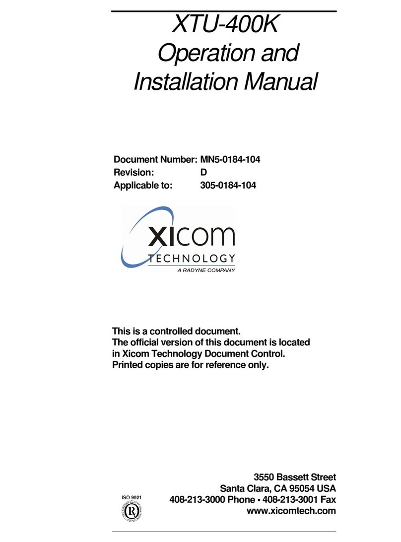 Xicom XTU-400K Operation and installation manual