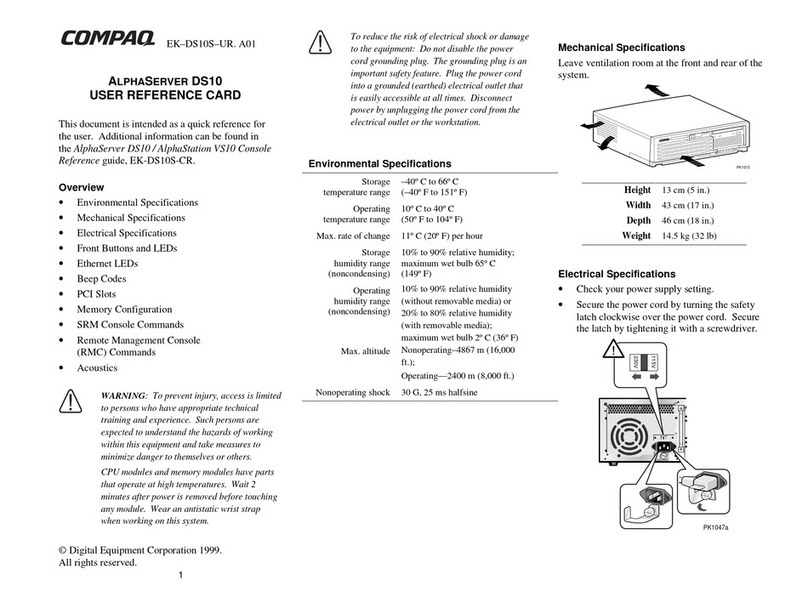 Compaq AlphaServer DS10 User reference guide