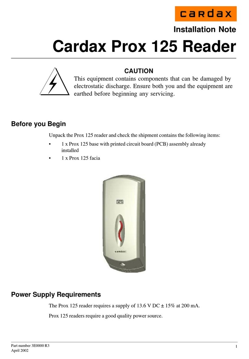 Cardax Prox 125 Installation note