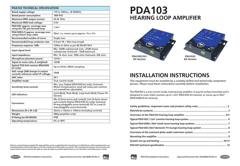 PDA Range PDA103C installation instructions