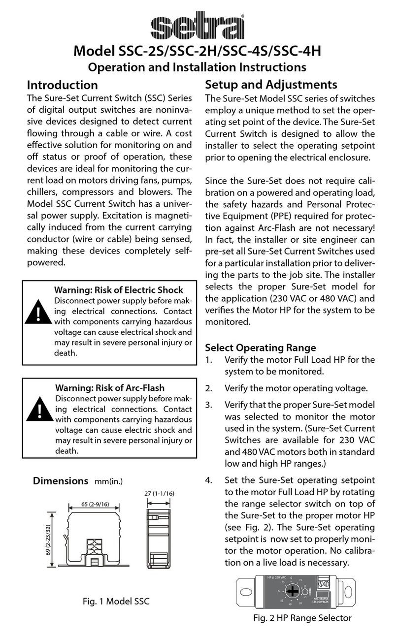 Setra Systems SSC-2S Operation and installation instructions