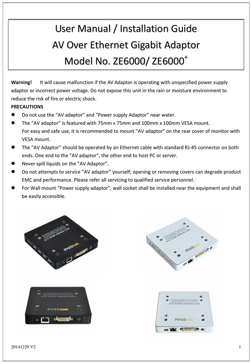 Phistek ZE6000 Installation and operating instructions