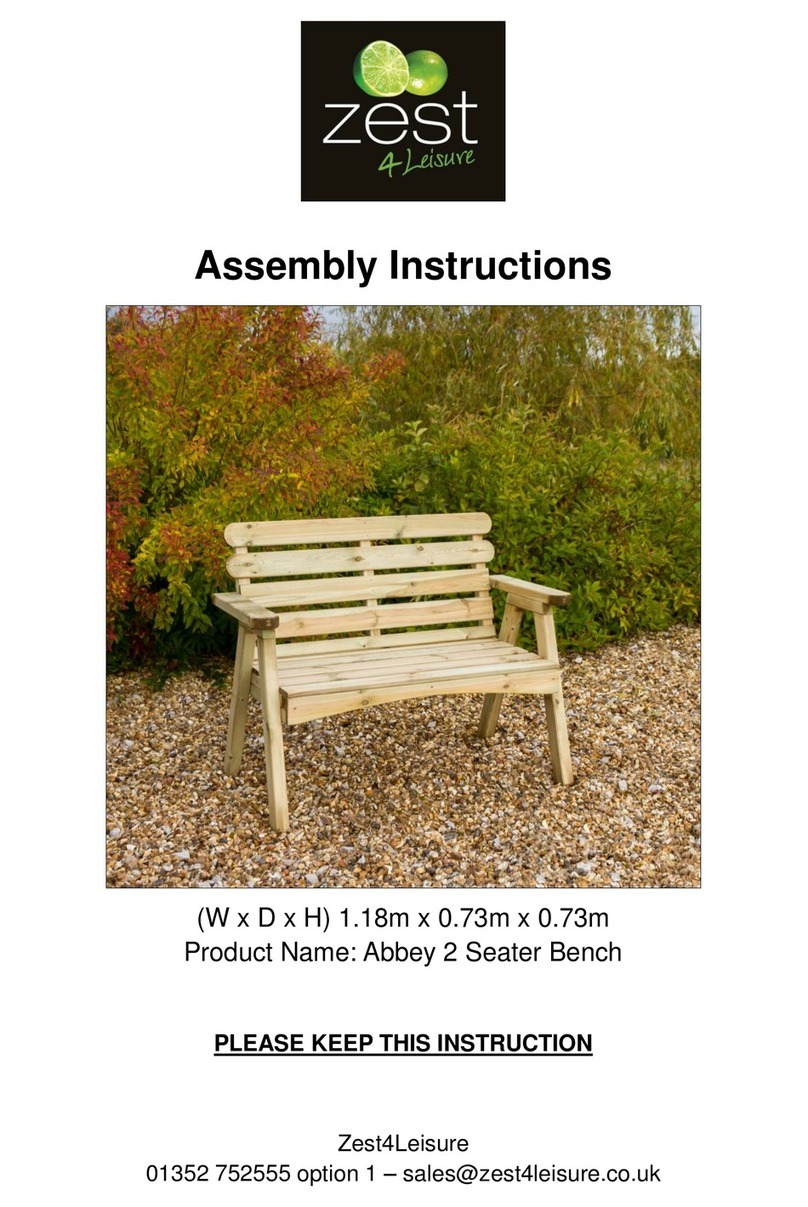 Zest 4 Leisure Abbey 2 Seater Bench User manual