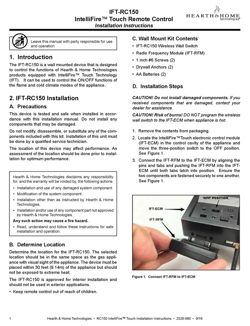 Hearth & Home IntelliFire IFT-RC150 User manual