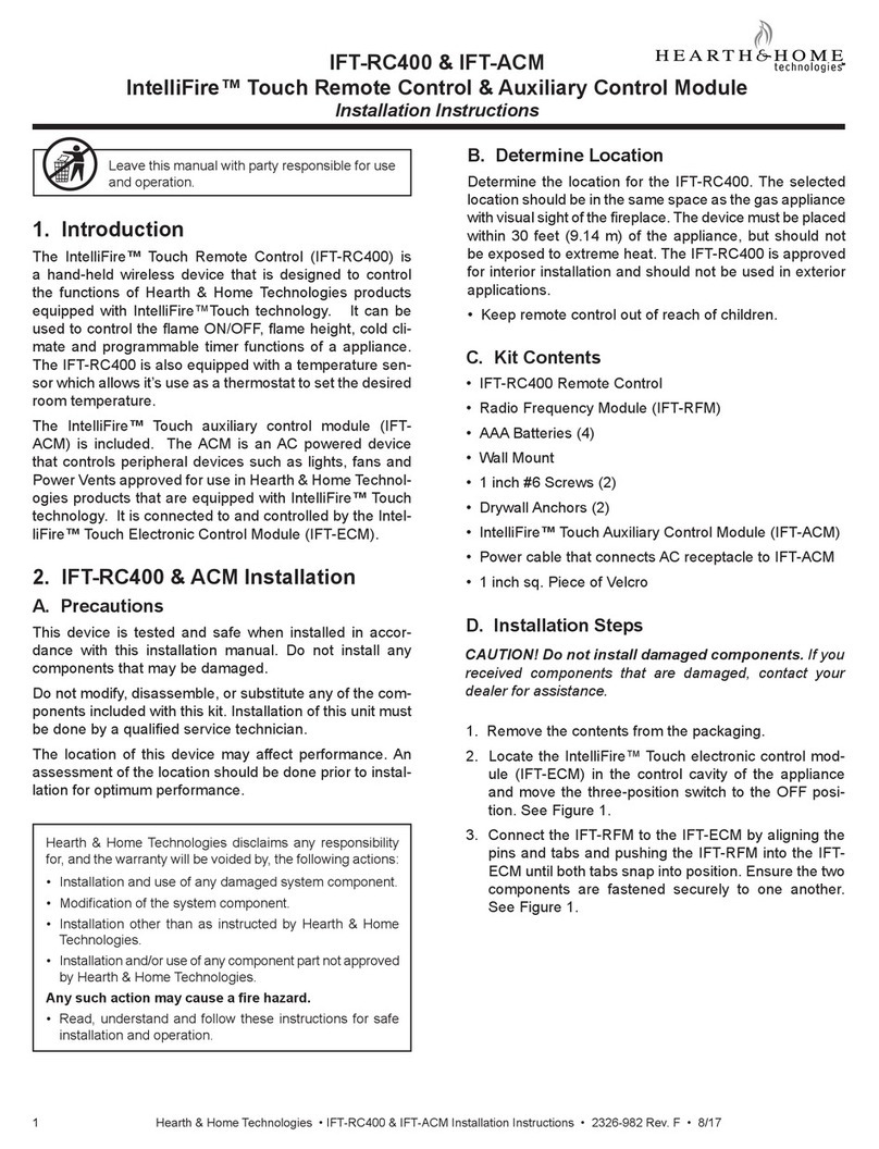 Hearth & Home IntelliFire IFT-ACM User manual
