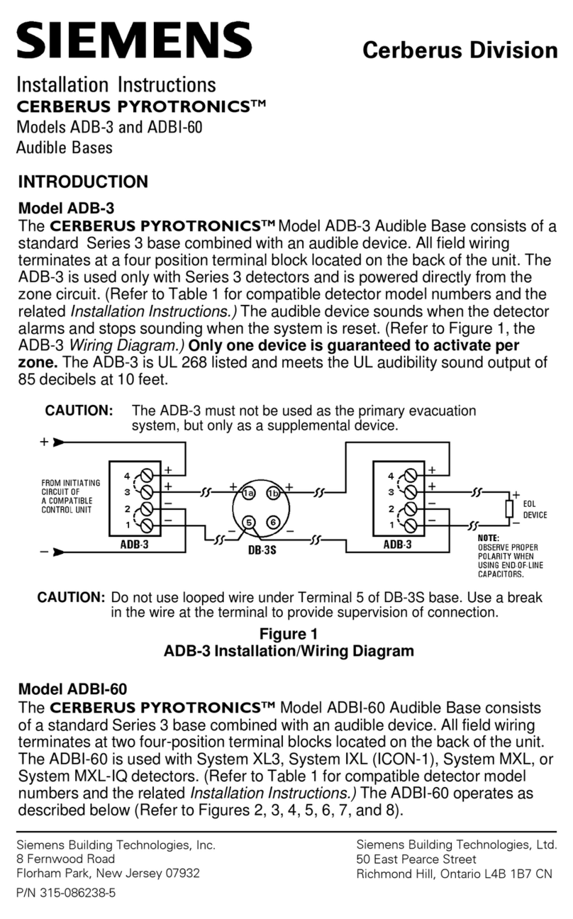 Siemens CERBERUS  PYROTRONICS ADB-3 installation instructions