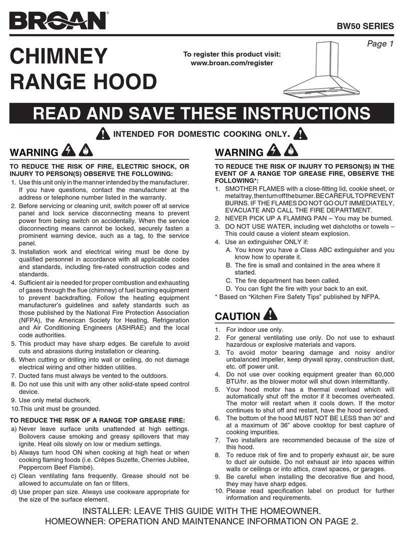 Broan BW50 SERIES instructions