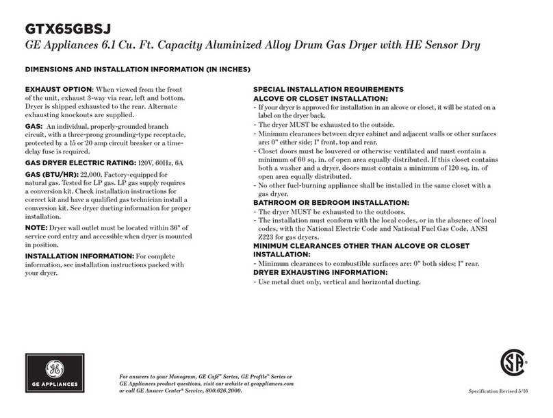 GE GTX65GBSJWS Manual