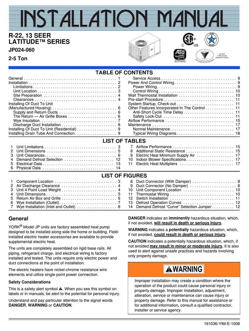 York LATITUDE JP024-060 installation manual