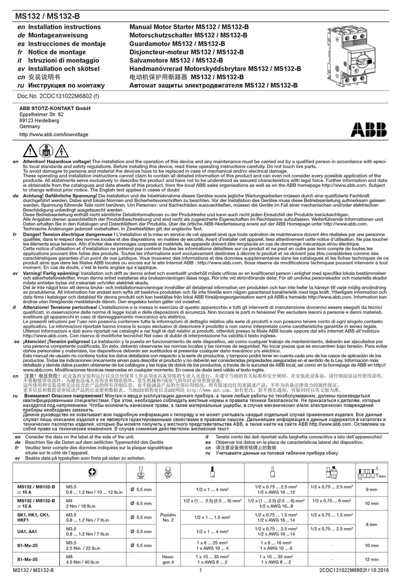 ABB MS132 installation instructions