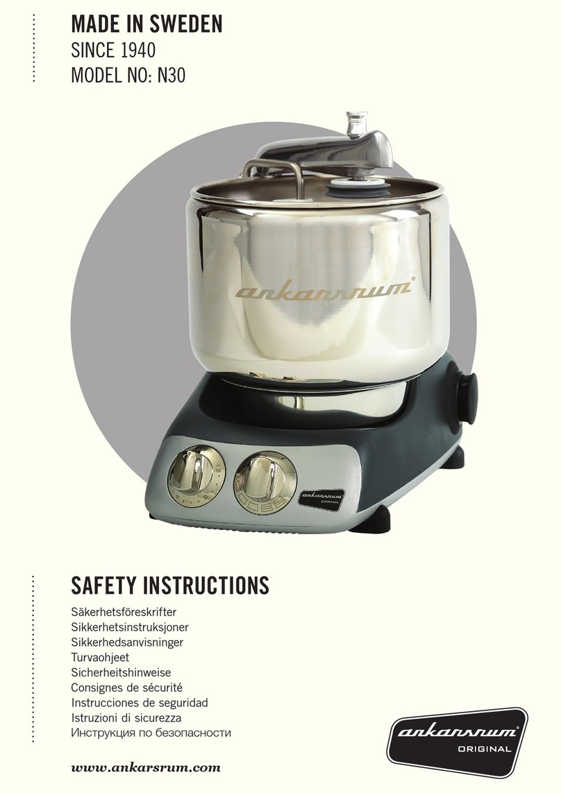 Ankarsrum N30 Safety instructions