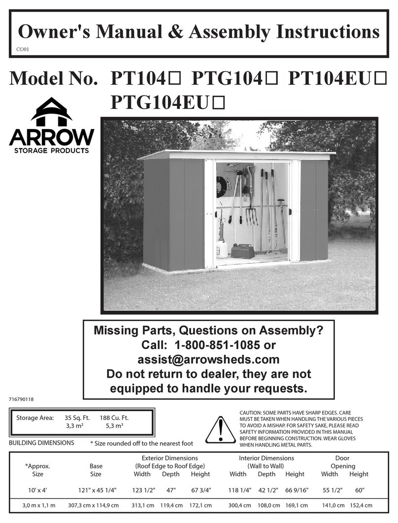 Arrow Storage Products PT104 Use and care manual