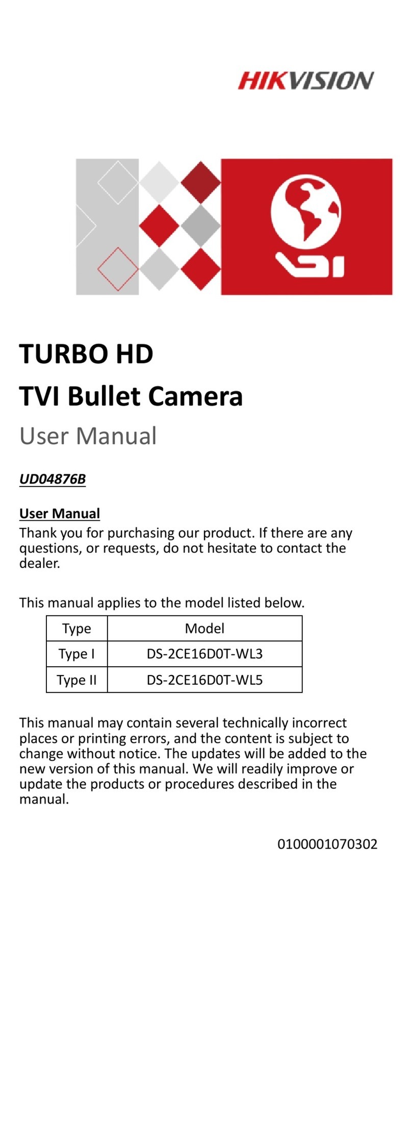 HIK VISION DS-2CE16D0T-WL3 User manual HIK VISION DS-2CE16D0T-WL3 User manual