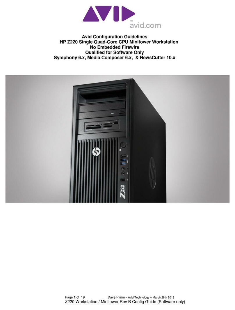 Avid Technology HP Z220 Configuration guidelines Avid Technology HP Z220 Configuration guidelines