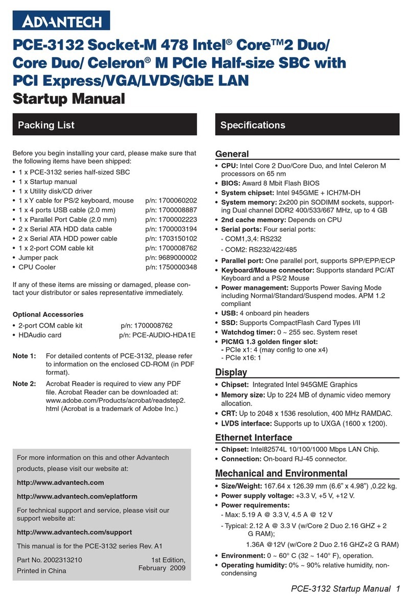 Advantech PCE-3132 Installation and operation manual