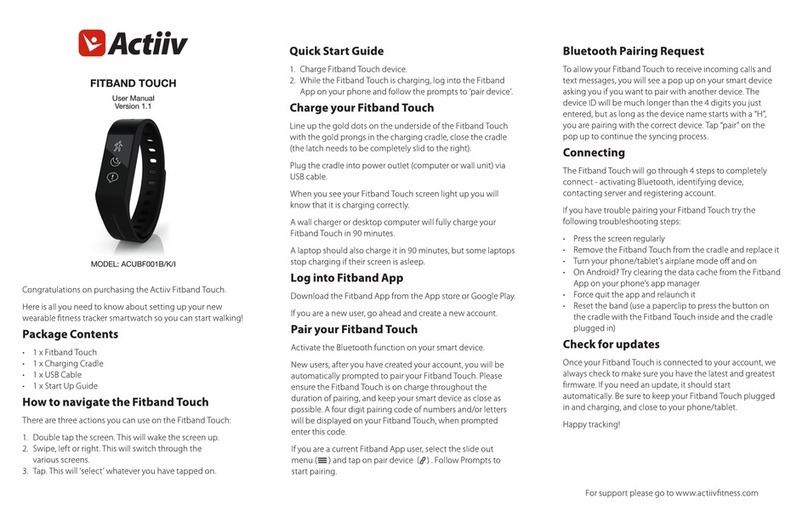 actiiv Fitband Touch ACUBF001B User manual