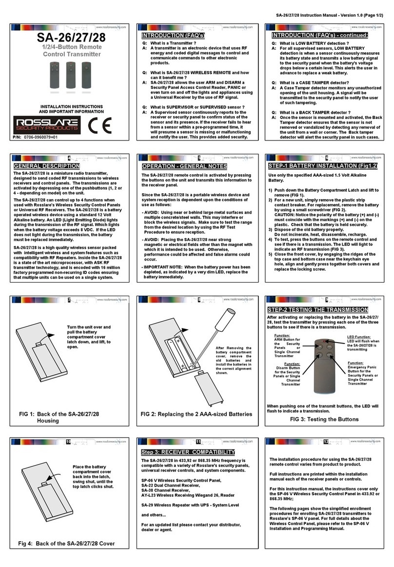Rosslare SA-26 User manual