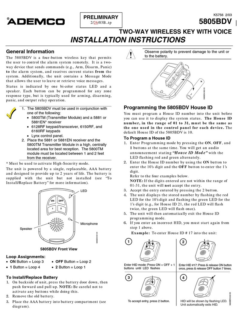 ADEMCO 5805BDV installation instructions