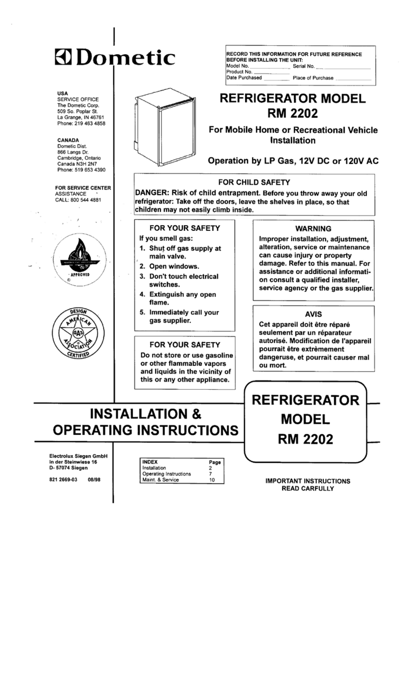 Dometic RM 2202 Manual