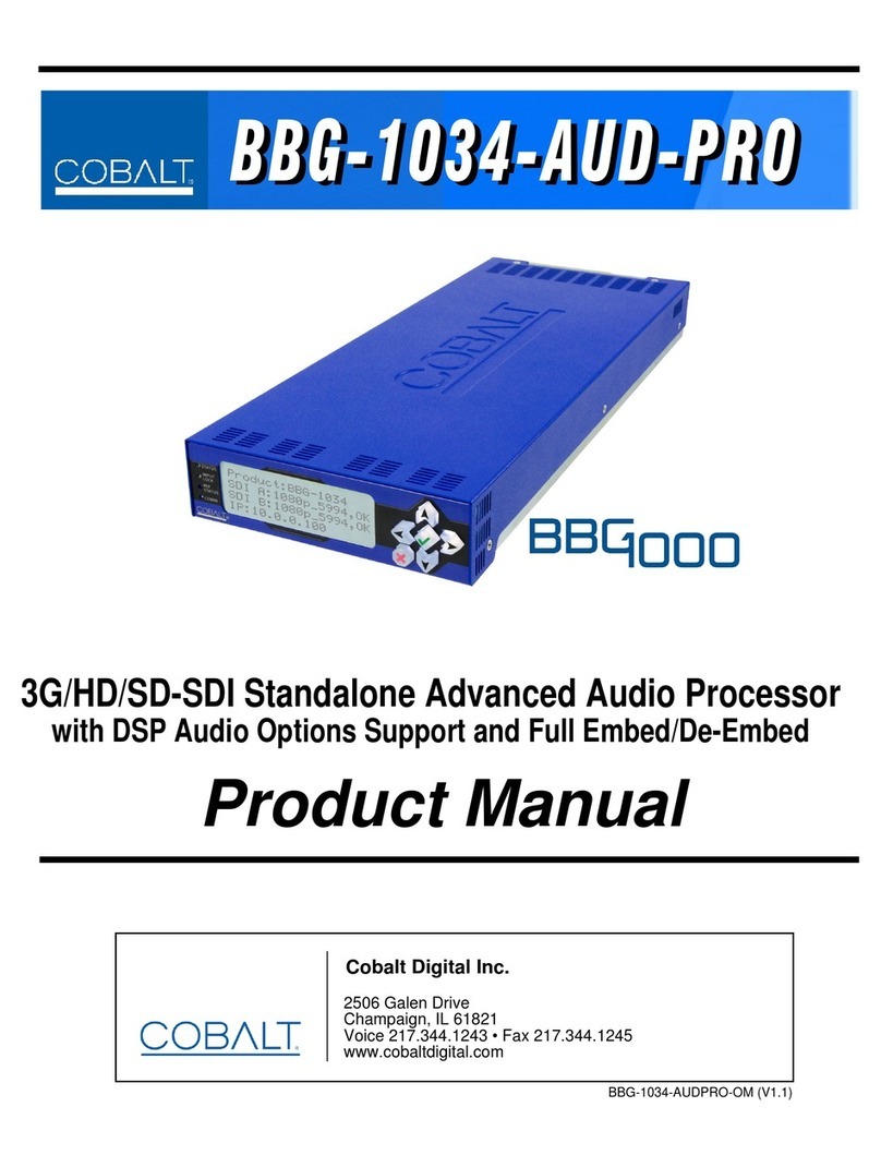 Cobalt Digital Inc BBG-1034-AUD-PRO User manual