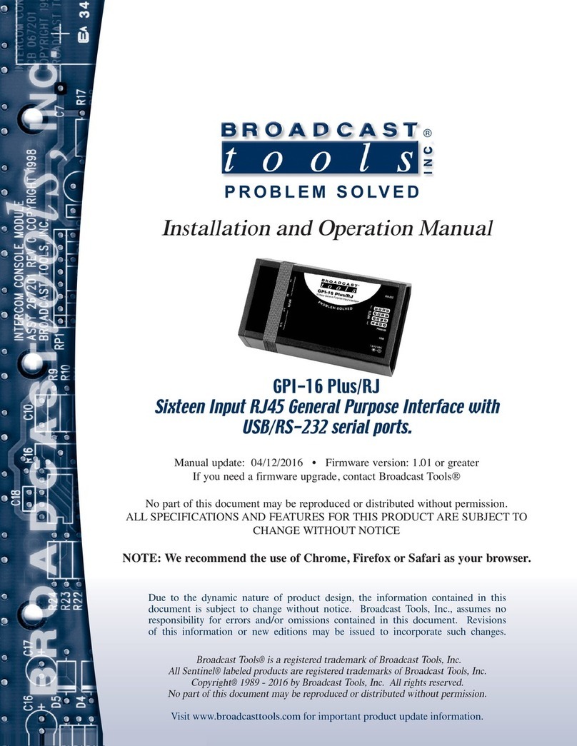 Broadcast Tools GPI-16 Plus/RJ Installation and operation manual