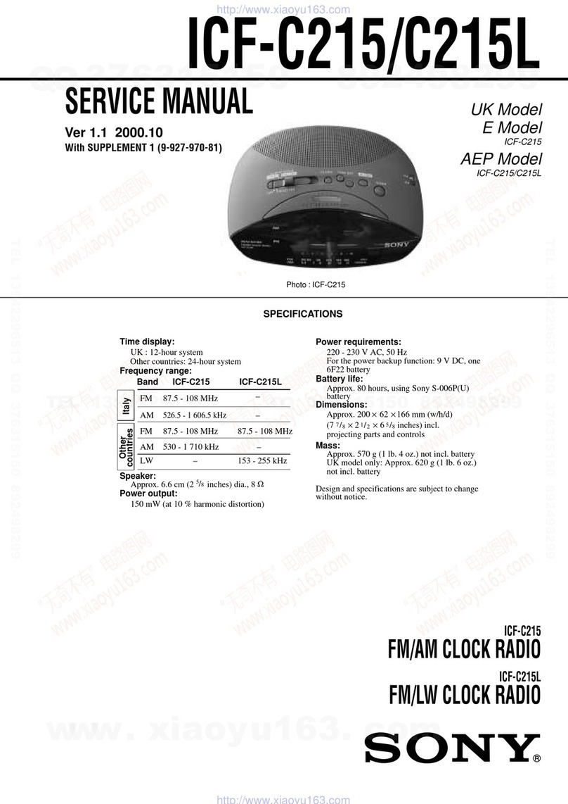 Sony ICF-C215 - Fm/am Dual Alarm Clock Service manual