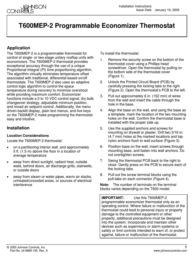Johnson Controls T600MEP-2 User manual Johnson Controls T600MEP-2 User manual
