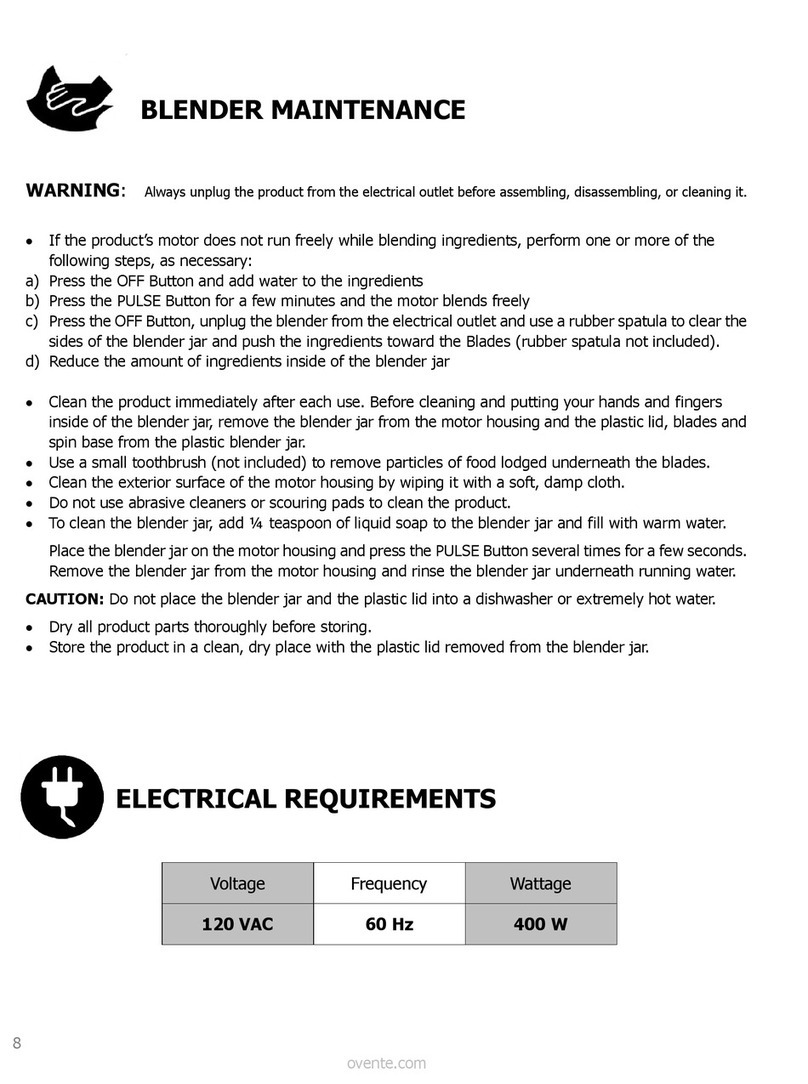 Ovente BLH1012 Series instruction manual