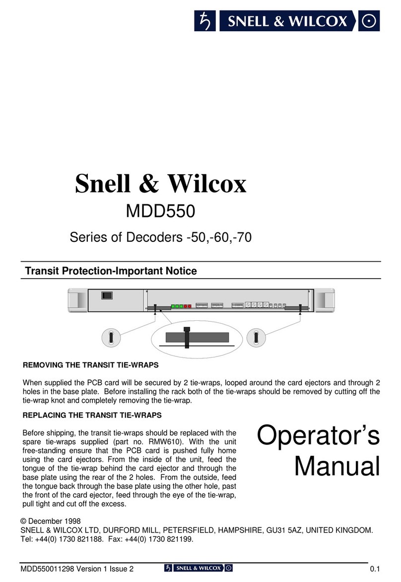 Snell & Wilcox MDD550-70 Operator's manual