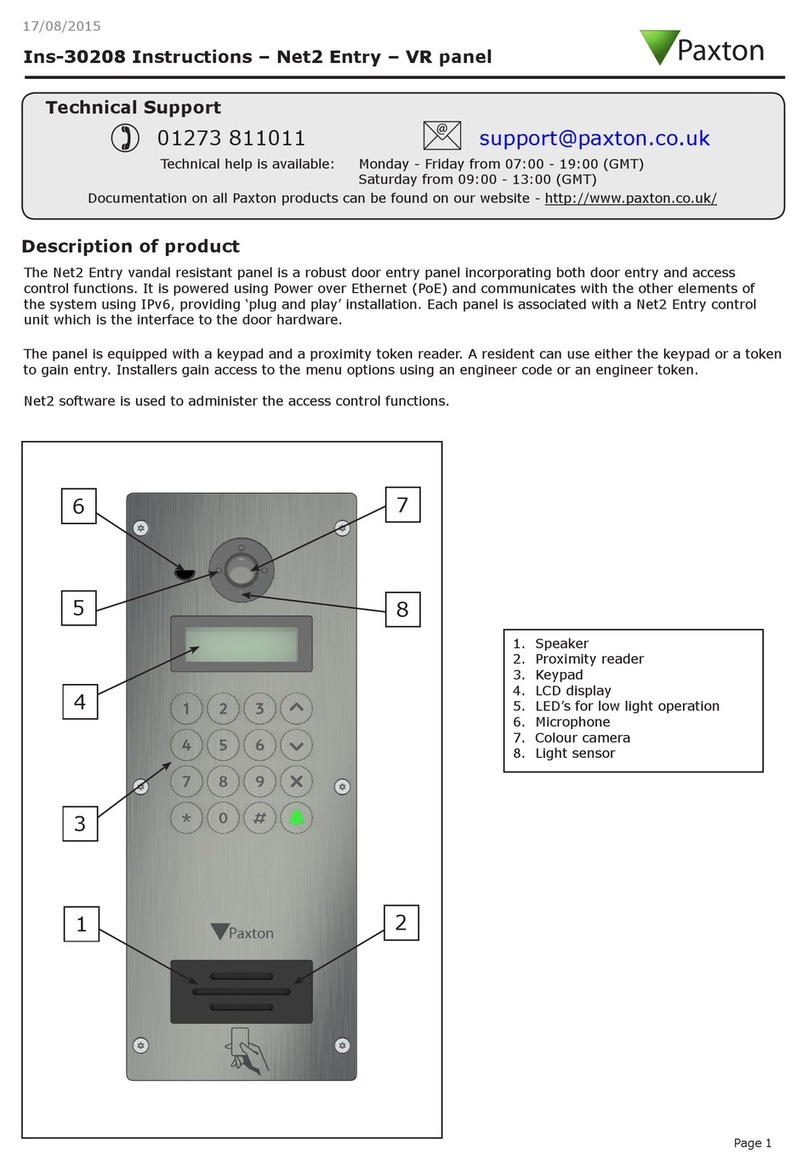 Paxton Net2 Entry instructions