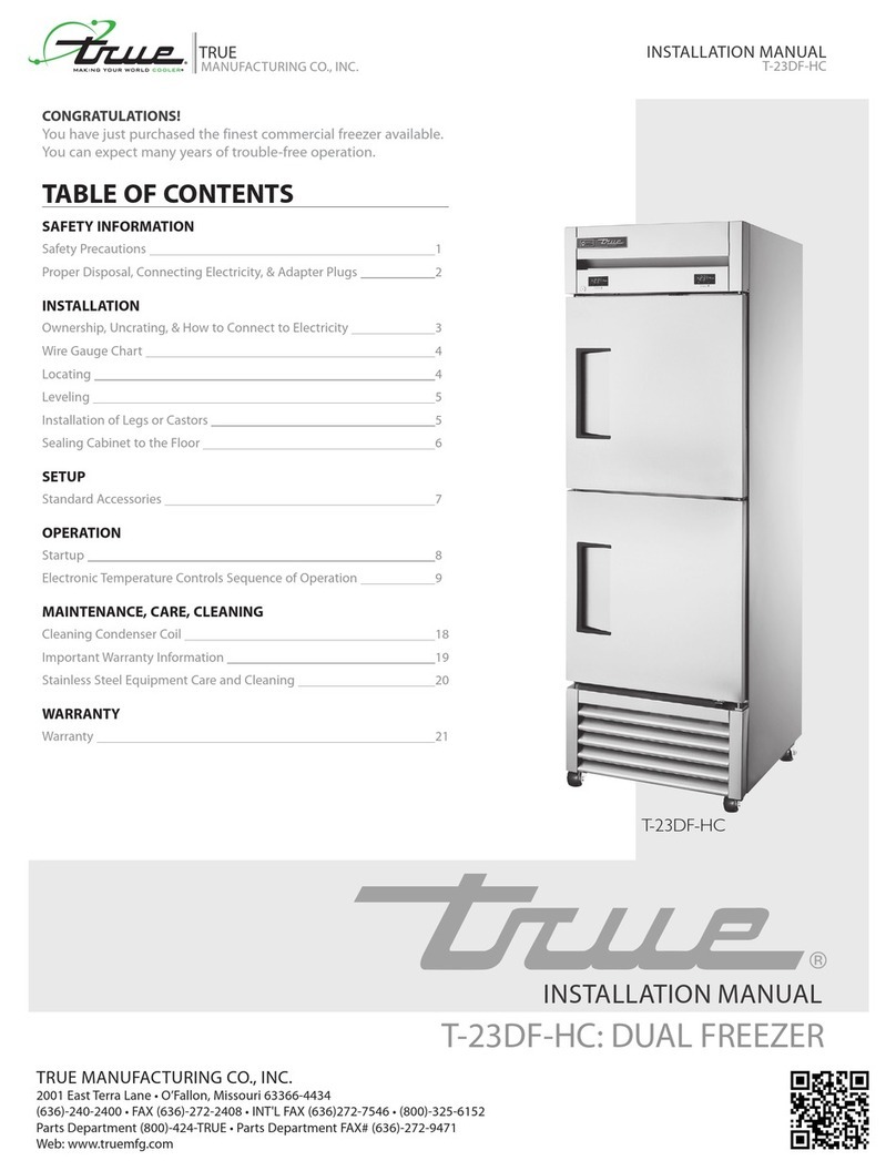 True Manufacturing Company T-23DF-HC installation manual