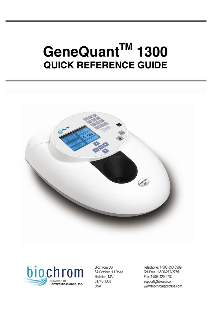 biochrom GeneQuant 1300 Quick reference guide