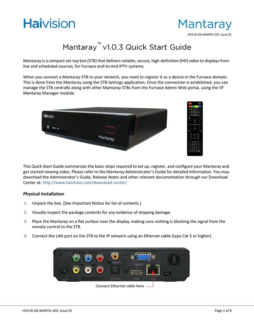 Haivision Mantaray quick start guide