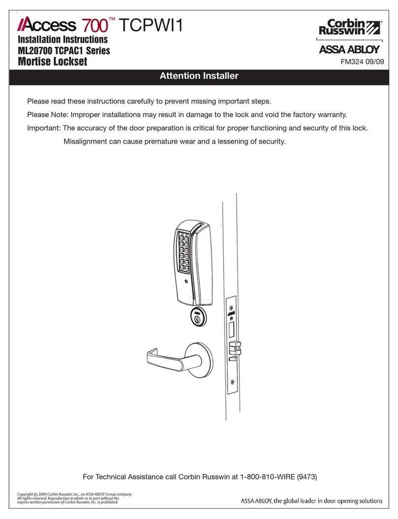 Corbin Russwin Access 700 TCPAC1 Series User manual