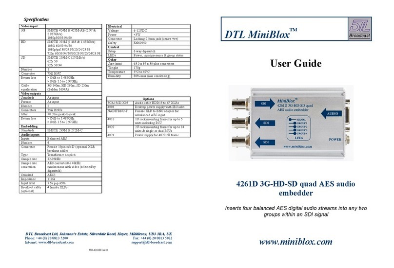 DTL Broadcast MiniBlox 4261D 3G-HD-SD user guide DTL Broadcast MiniBlox 4261D 3G-HD-SD user guide