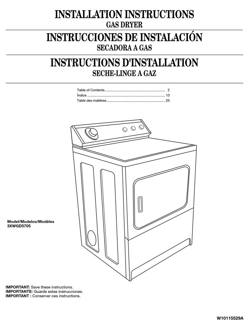 Whirlpool 3XWGD5705 installation instructions