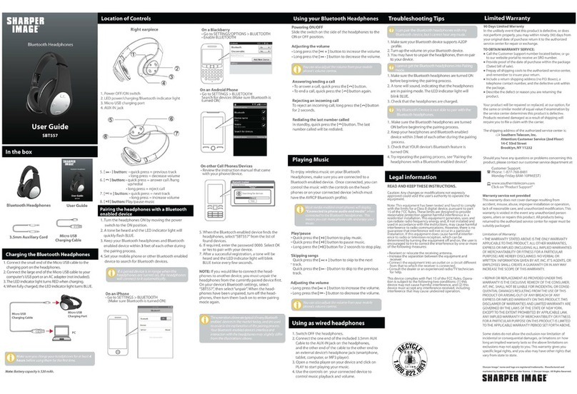 Sharper Image SBT557 User manual