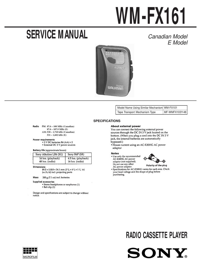 Sony Walkman WM-FX161 User manual Sony Walkman WM-FX161 User manual