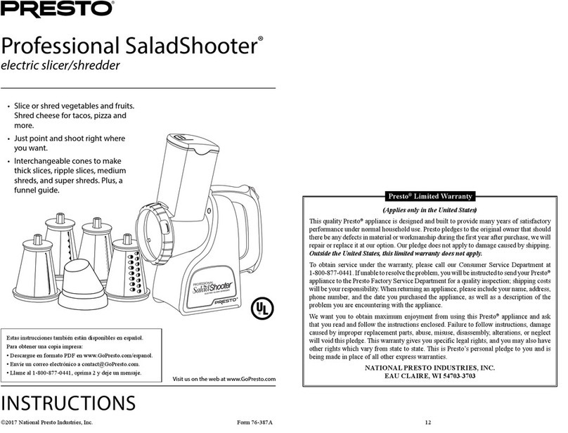 Presto Professional SaladShooter User manual